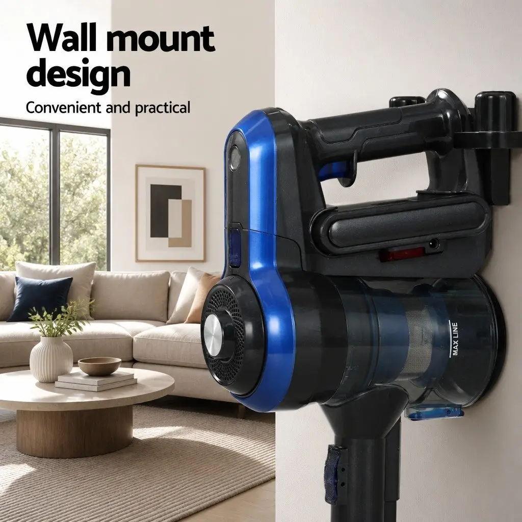 Stick Vacuum Cleaner Cordless Handheld Brushless 250W Bagless HEPA Filter Blue