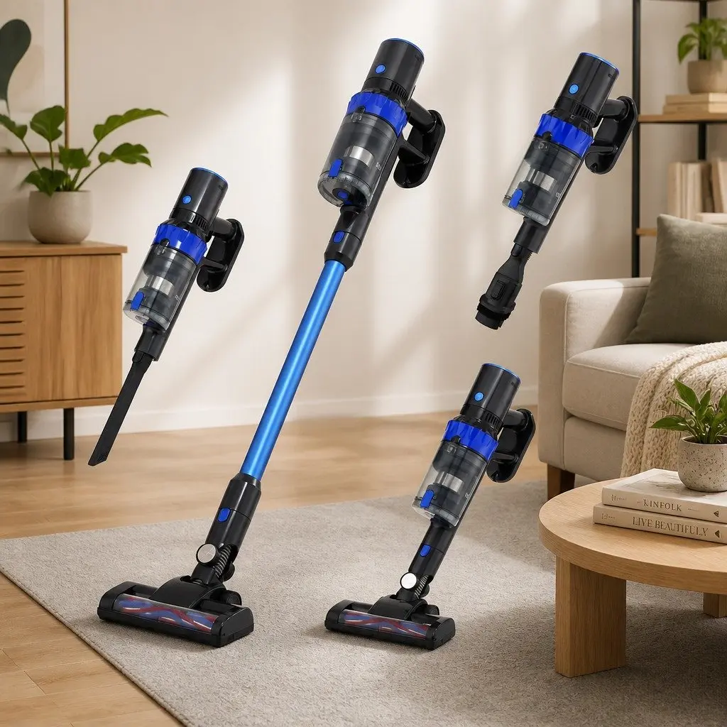 Cordless Stick Vacuum Cleaner Blue 350W Brushless Motor Bagless