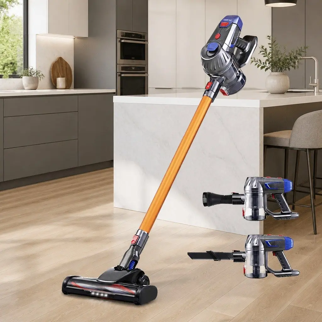 Cordless Stick Vacuum Cleaner Gold Lightweight 150W Adjustable 2-Speed Suction