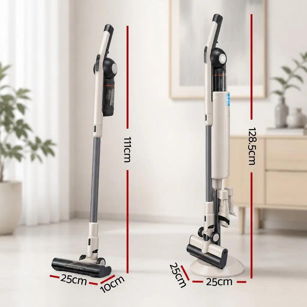 Cordless Vacuum Cleaner Brown Lightweight Auto-Empty Dust Station 18kPa Suction Motorized LED Brush Head