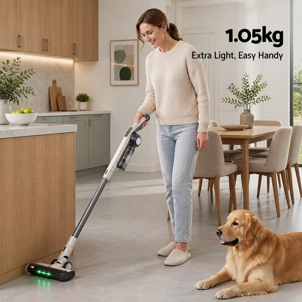 Cordless Vacuum Cleaner Brown Lightweight Auto-Empty Dust Station 18kPa Suction Motorized LED Brush Head