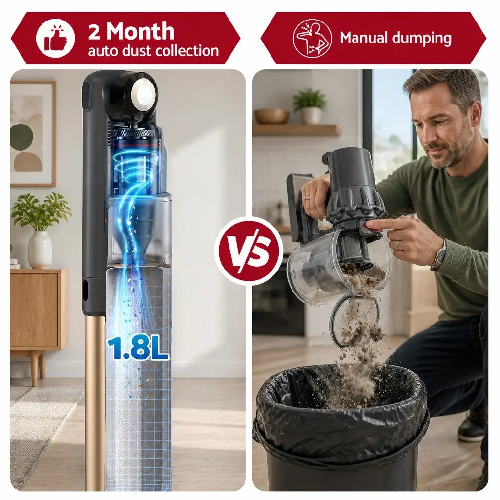 Cordless Stick Vacuum Cleaner Grey 40 Minutes Runtime Auto-Empty Dust Station HEPA Filter
