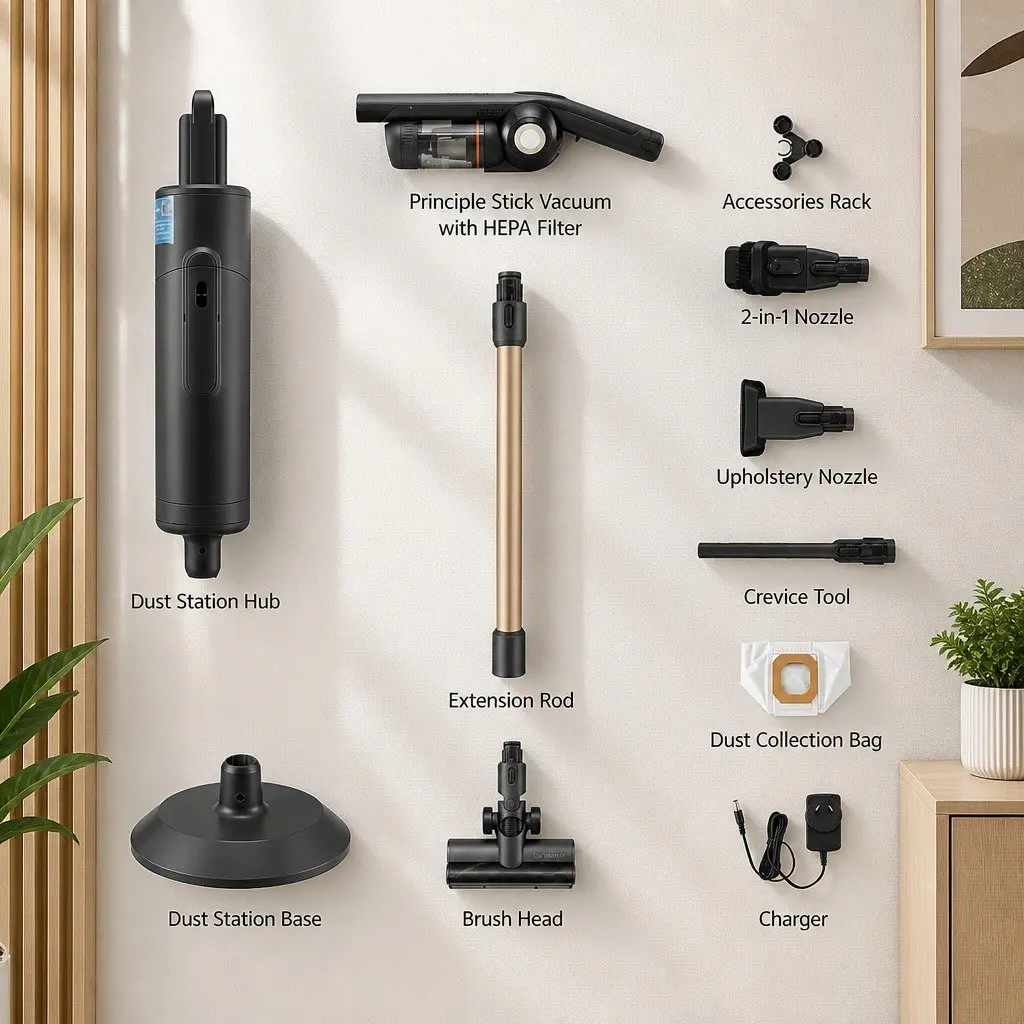 Cordless Stick Vacuum Cleaner Grey 40 Minutes Runtime Auto-Empty Dust Station HEPA Filter