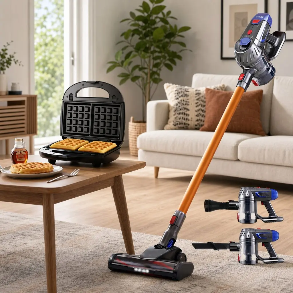 Cordless Stick Vacuum Cleaner Gold Silver Black 10000Pa Suction Power 3-in-1 Sandwich Maker 850W Double-Sided Heating Plates