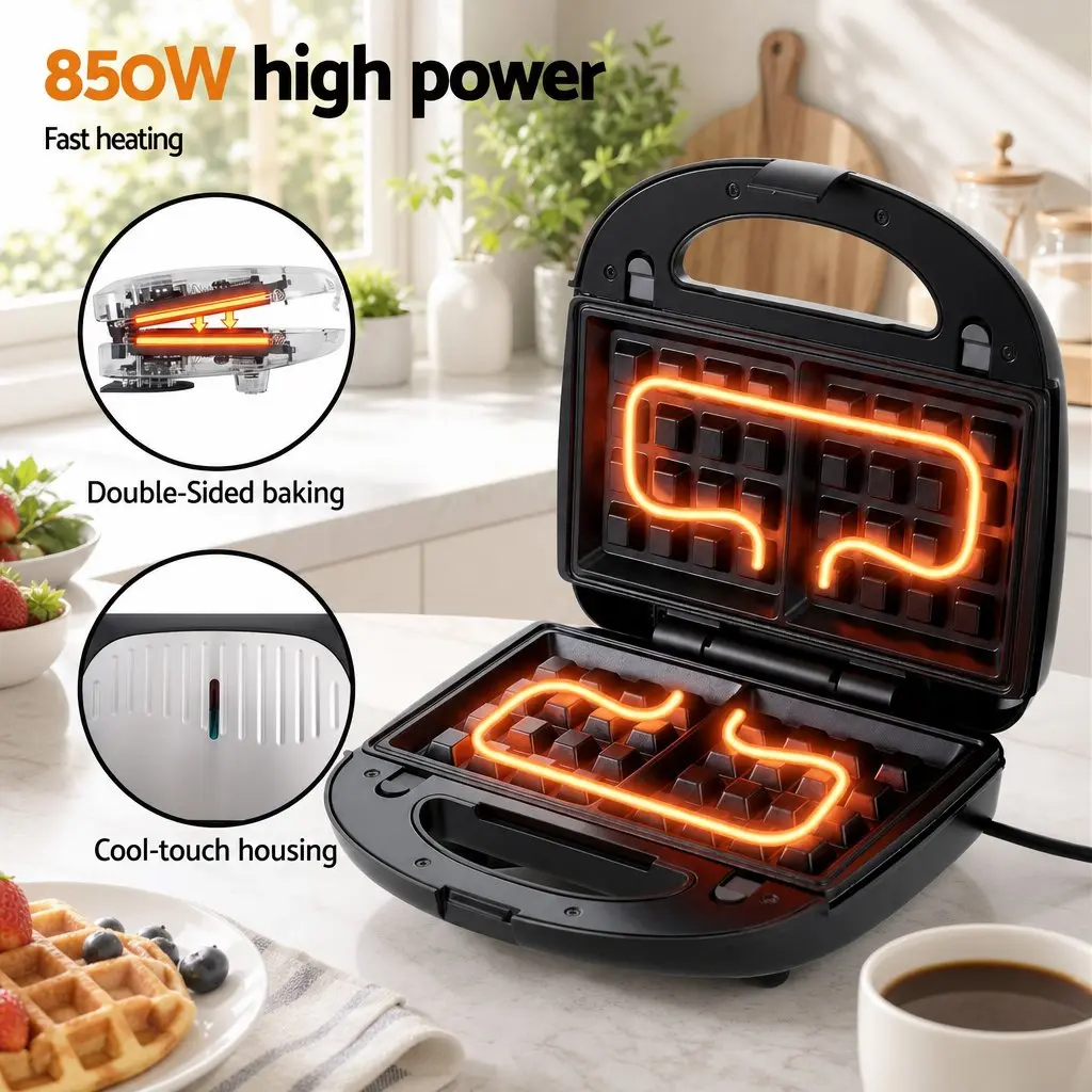 Cordless Stick Vacuum Cleaner Gold Silver Black 10000Pa Suction Power 3-in-1 Sandwich Maker 850W Double-Sided Heating Plates