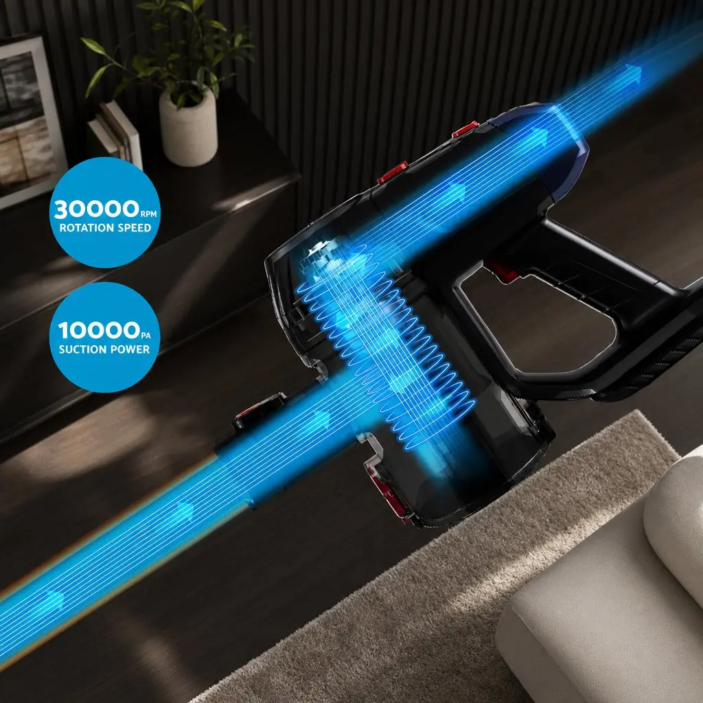Cordless Stick Vacuum Cleaner Red with 10000Pa Suction Power and 35 Minutes Runtime 3-in-1 Sandwich Maker with 850W Heating