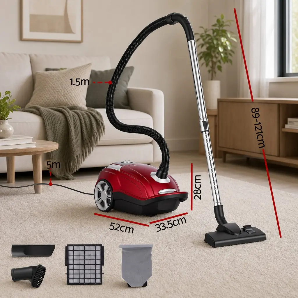 Bagged Canister Vacuum with Powerful Suction