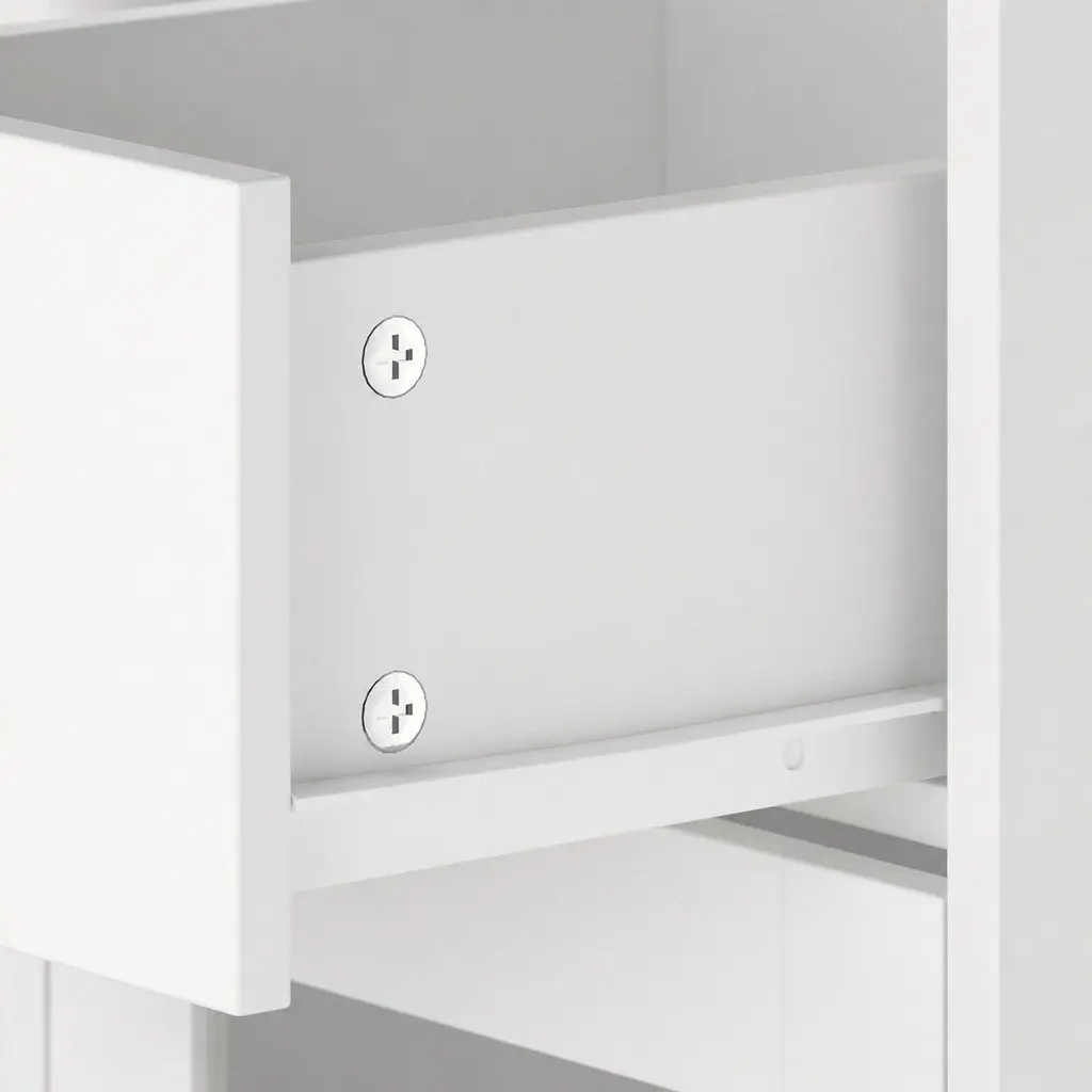 Vanity Desk White 90cm LED Makeup Mirror with Storage Drawers and Shelves