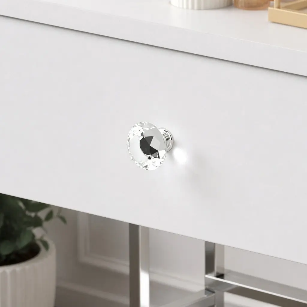 LED Dressing Table Vanity Desk White 5 Drawers Adjustable Brightness USB Ports