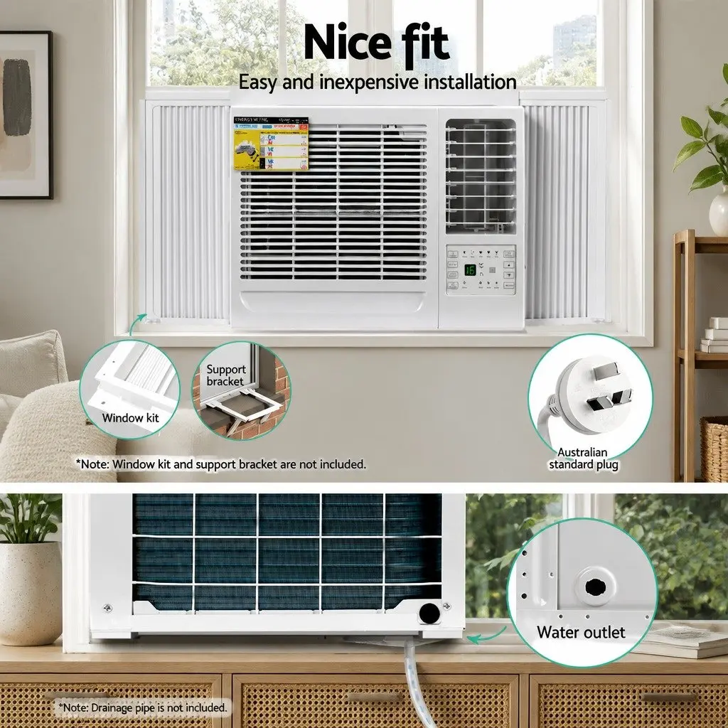 Window Air Conditioner White 2.7kW Portable Cooling Unit with LED Control Remote