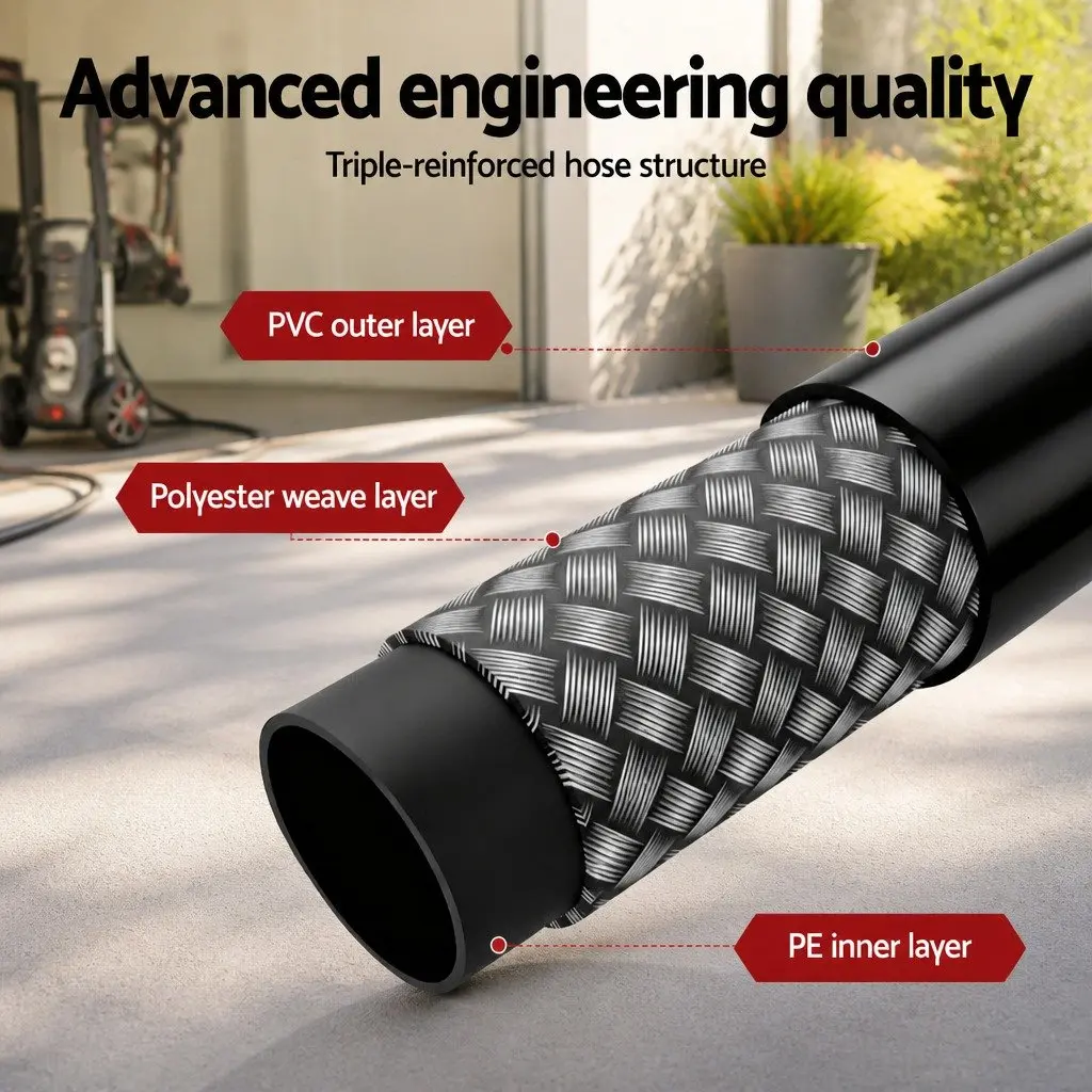 Pressure Washer Sewer Jetting Hose Kit Black 30M 5800PSI Quick Connect