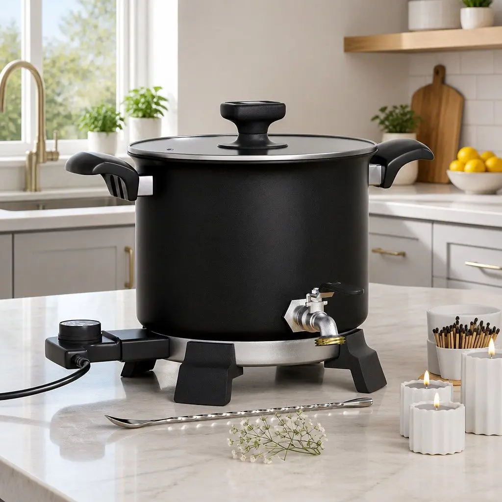 5L Wax Melter Black Electric Melting Pot 1200W Quick Pour Spout Temperature Control