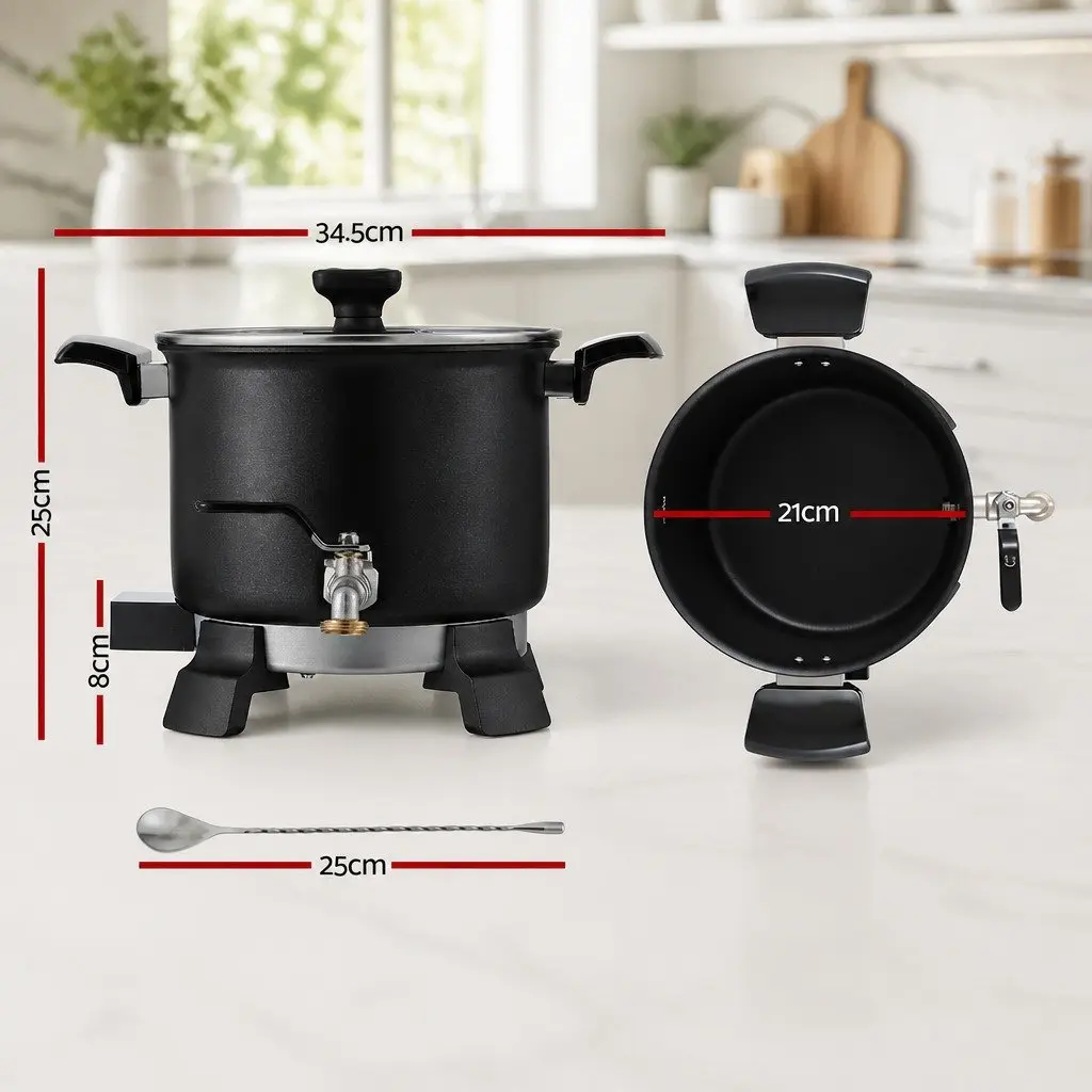 5L Wax Melter Black Electric Melting Pot 1200W Quick Pour Spout Temperature Control
