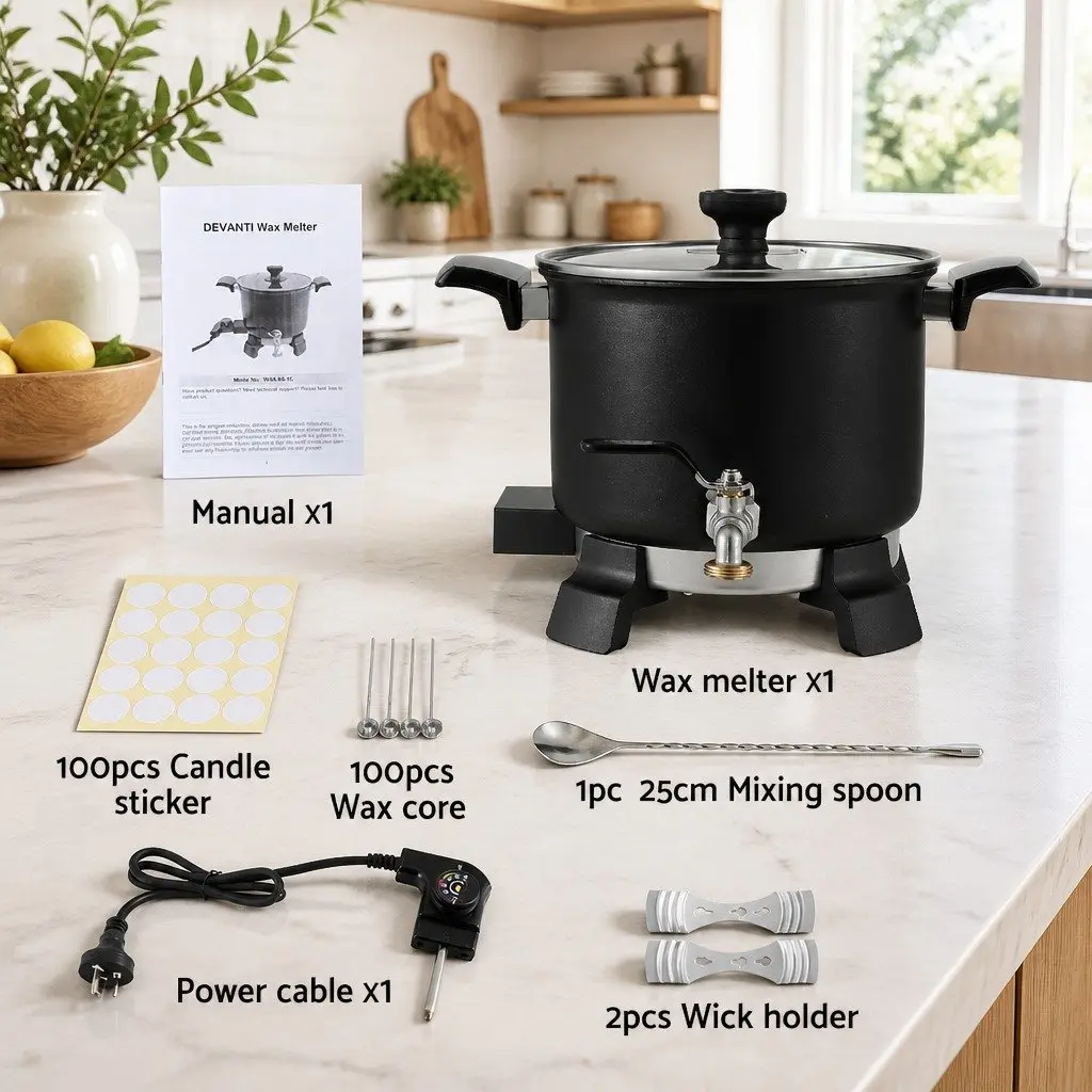 5L Wax Melter Black Electric Melting Pot 1200W Quick Pour Spout Temperature Control