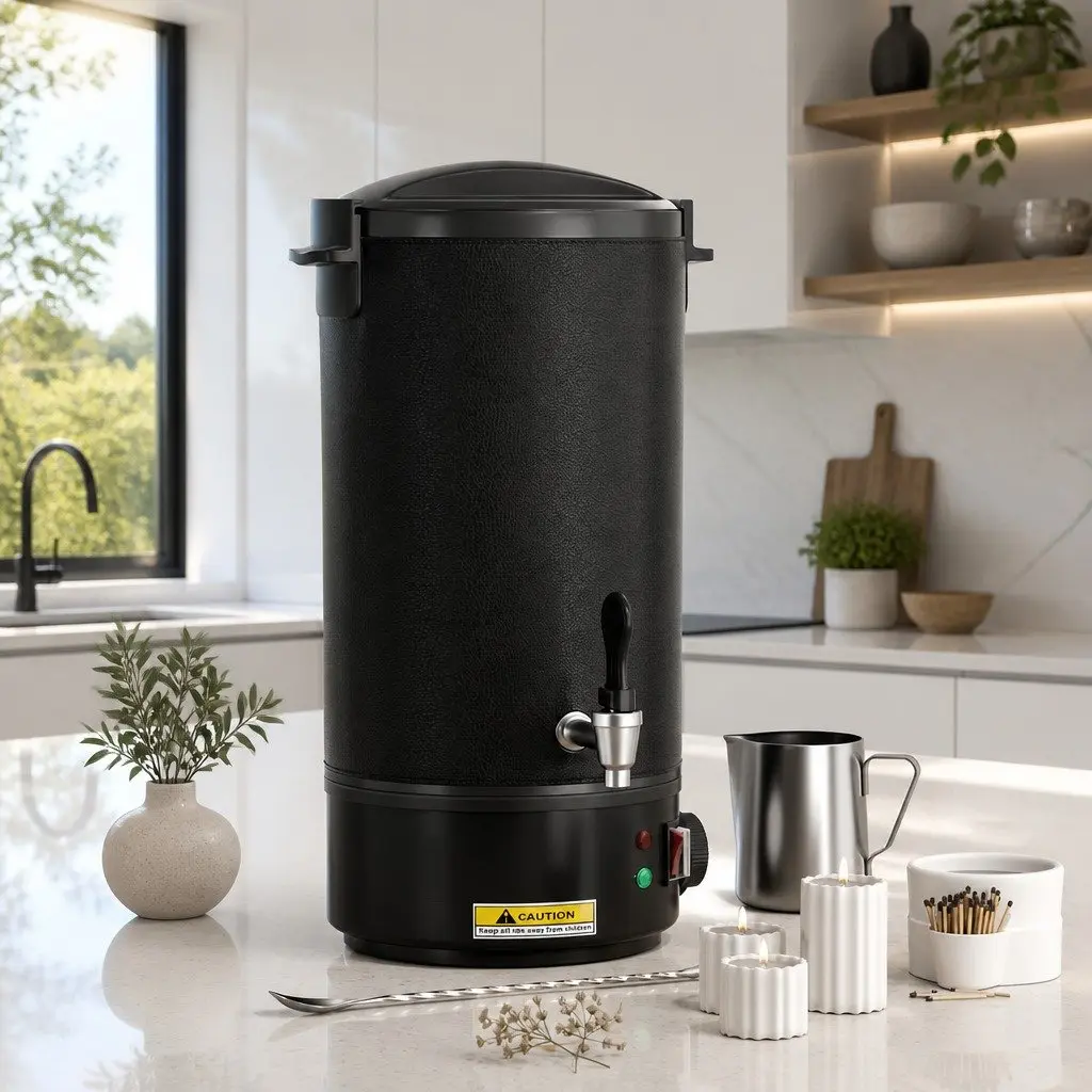 Electric Wax Melter Black 10L Adjustable Temperature Control for Candle Making and Soap Crafting