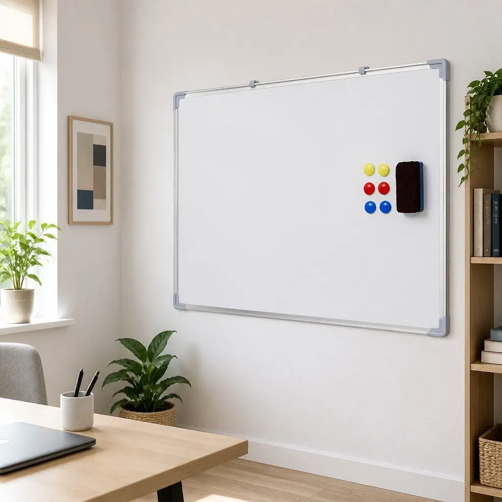 Magnetic Whiteboard Yellow 60x90cm Double-Sided Easy-Clean Surface with Lockable Casters