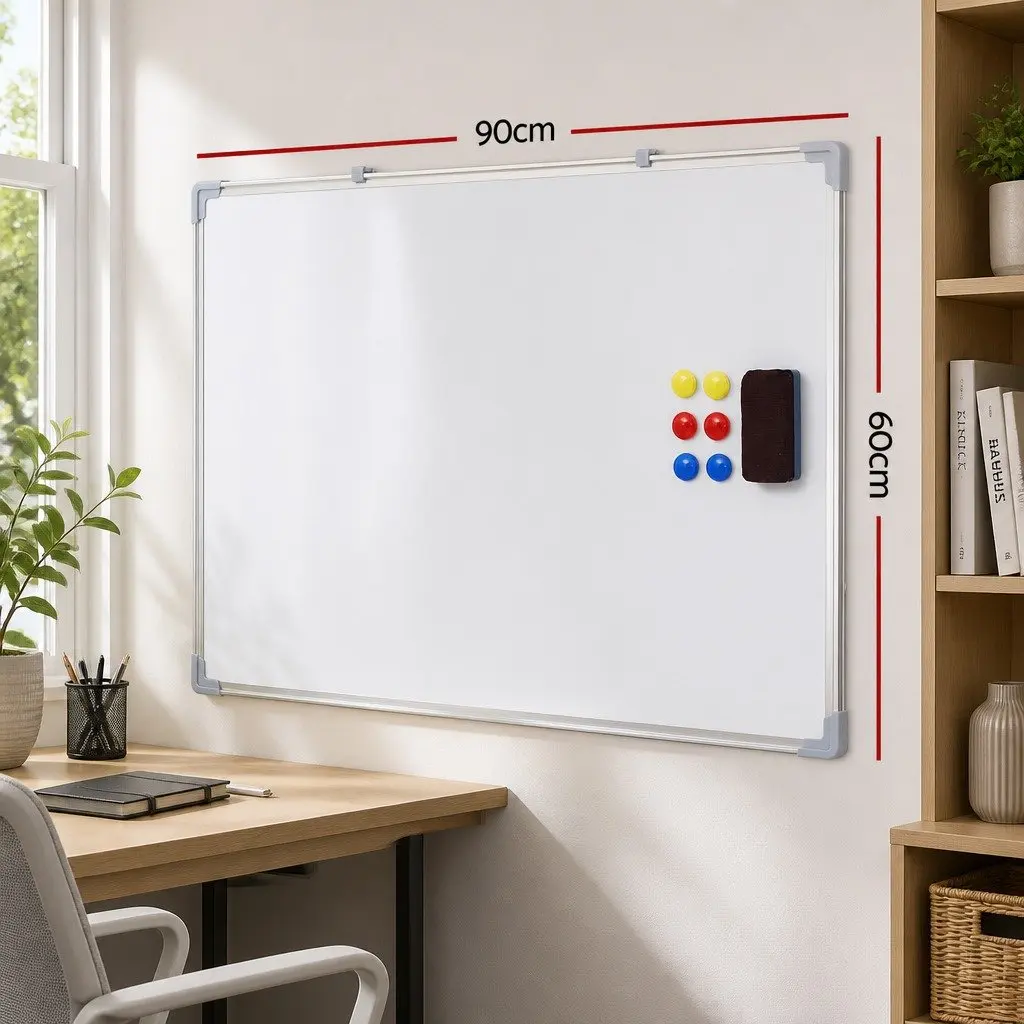 Magnetic Whiteboard Yellow 60x90cm Double-Sided Easy-Clean Surface with Lockable Casters