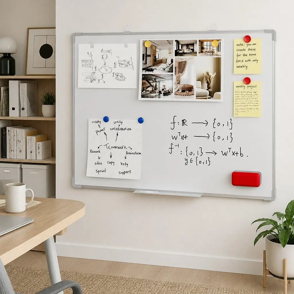 Magnetic Whiteboard Yellow 60x90cm Double-Sided Easy-Clean Surface with Lockable Casters