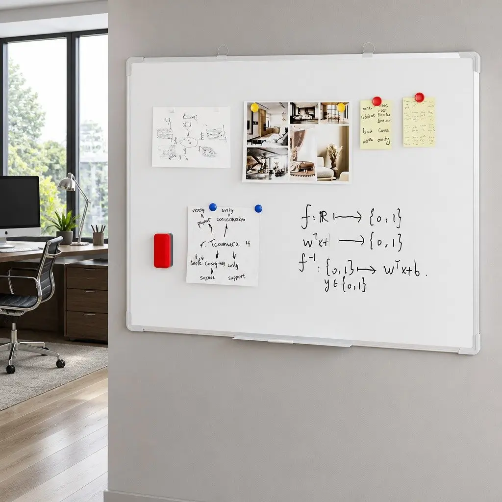 Magnetic Whiteboard White 90x120cm Double-Sided Smooth Writing Surface Lockable Rolling Casters Detachable Marker Tray