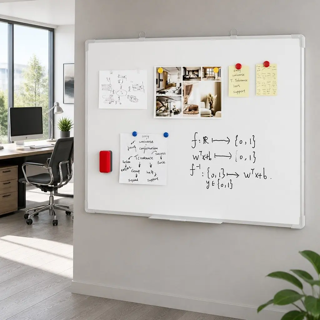 Magnetic Whiteboard White 90x120cm Double-Sided Smooth Writing Surface Lockable Rolling Casters Detachable Marker Tray