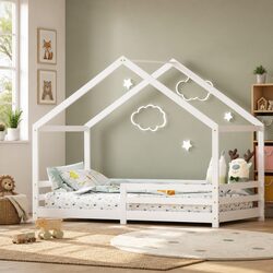 Kids House Bed Frame Single White Wooden Bedroom Furniture for Children