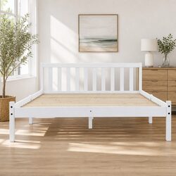 Compact and Stylish Queen Bed Frame in White