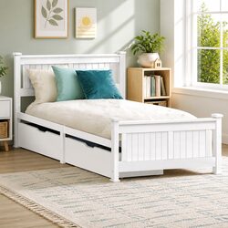 Compact White Bed Frame with Storage Drawers for Every Home