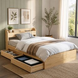 Concise King Single Bed Frame with Storage Drawers