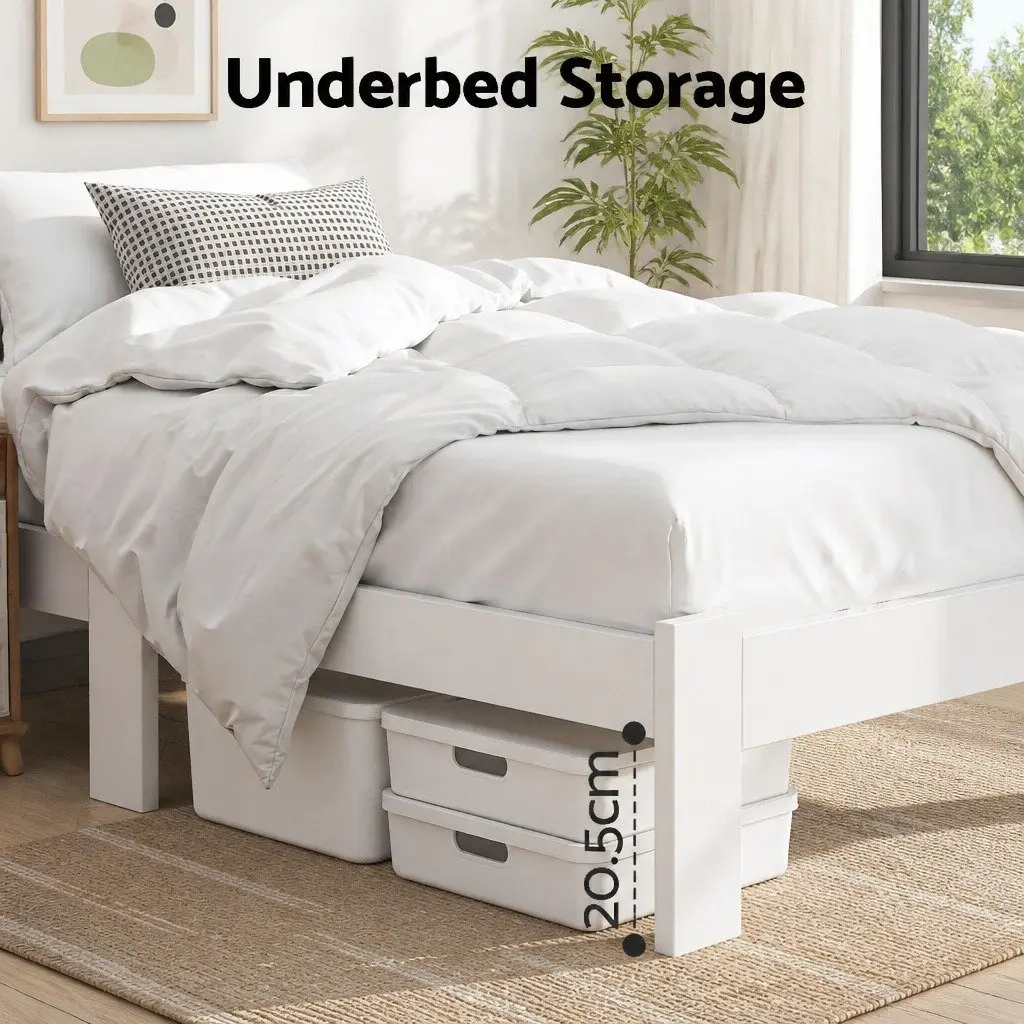 White Pine Bed Frame with Storage Solutions