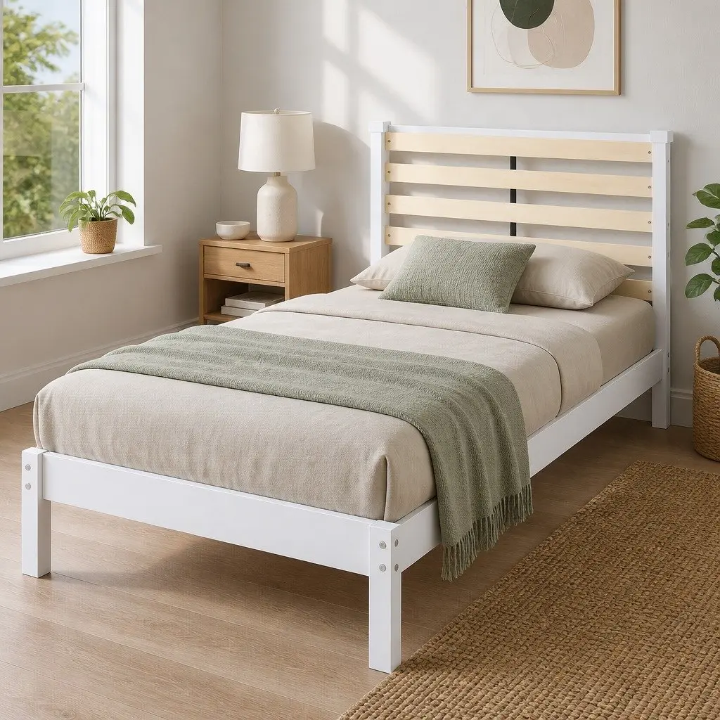 White Pine Bed Frame with Storage Solutions