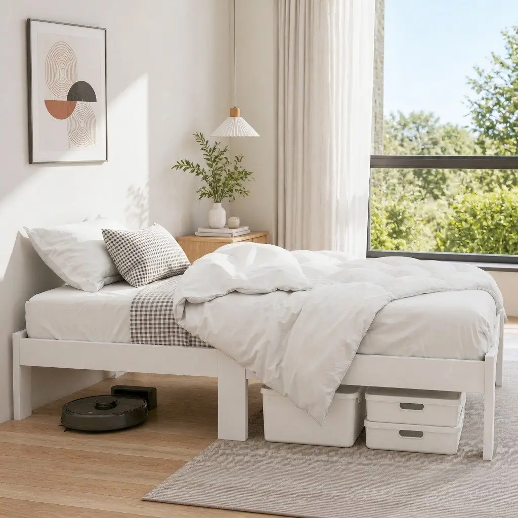 White Pine Bed Frame with Storage Solutions