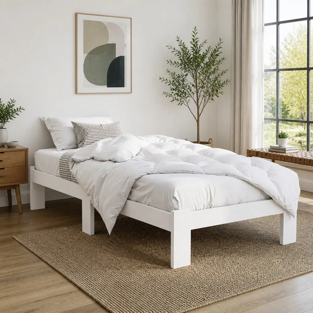 White Pine Bed Frame with Storage Solutions