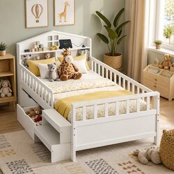 Compact Single Bed Frame with Storage and LED Options