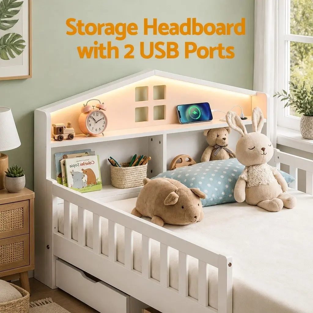 Single Bed Frame with Storage and LED Options
