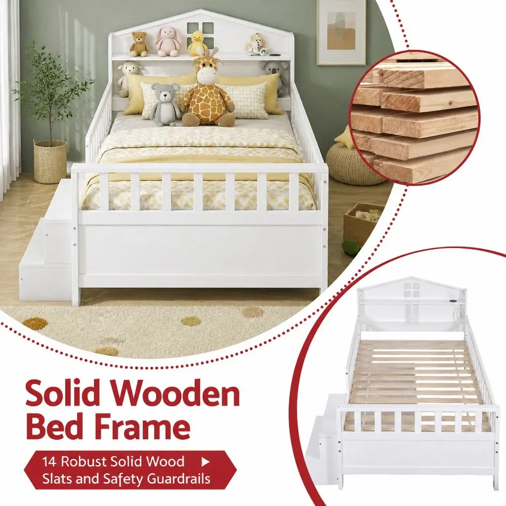 Single Bed Frame with Storage and LED Options