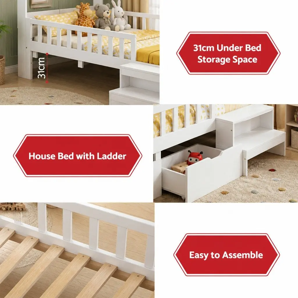 Single Bed Frame with Storage and LED Options