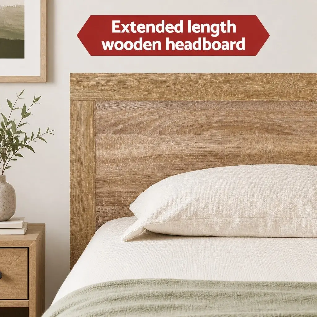 Single Bed Frame Walnut Colour Sturdy Wooden Base For Adults Kids Bedroom