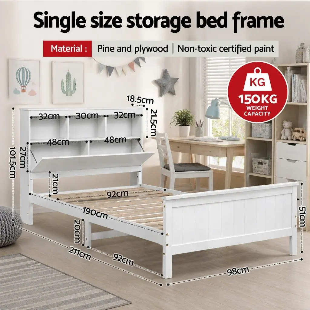 Bed Frame with Storage Headboard