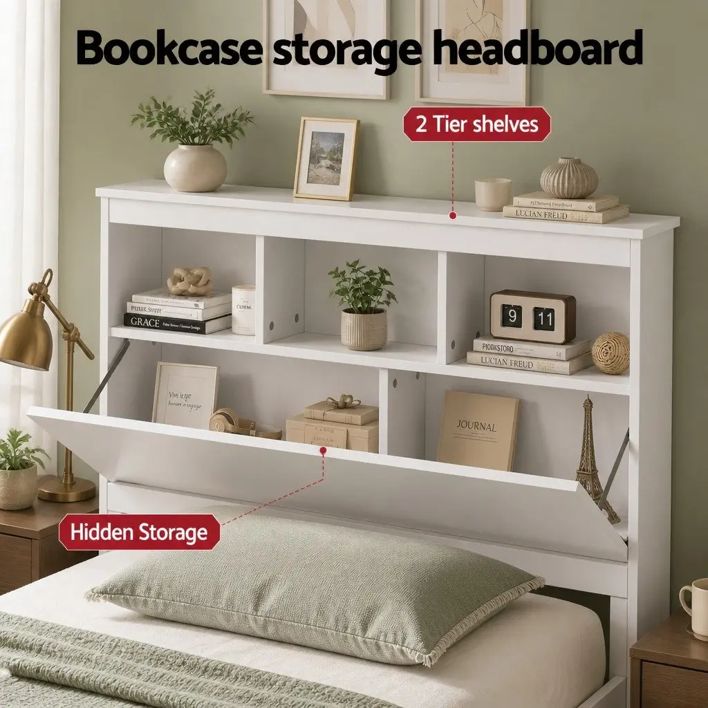 Bed Frame with Storage Headboard