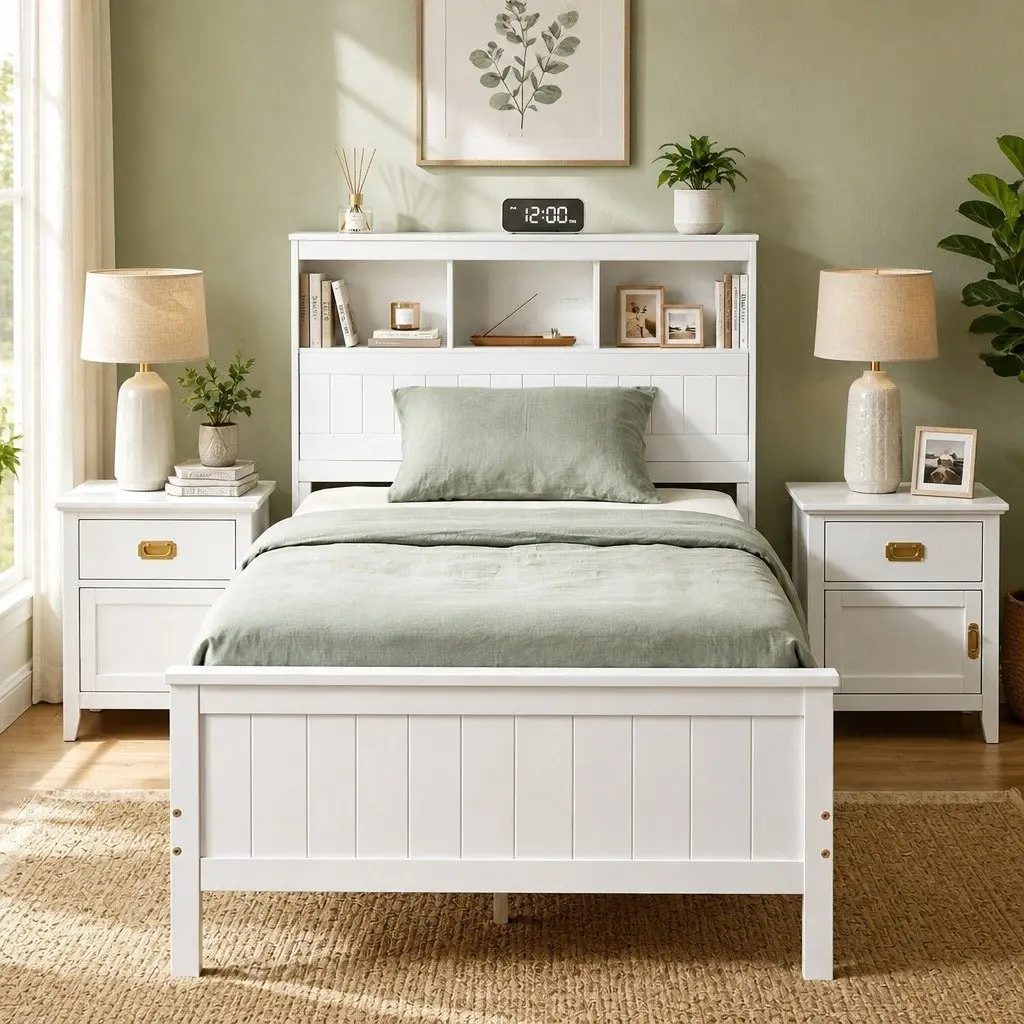 Bed Frame with Storage Headboard