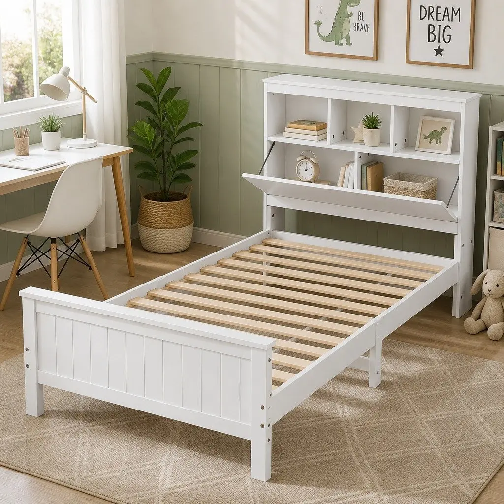 Bed Frame with Storage Headboard