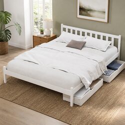 Sleek Double Bed Frame with Two Storage Drawers