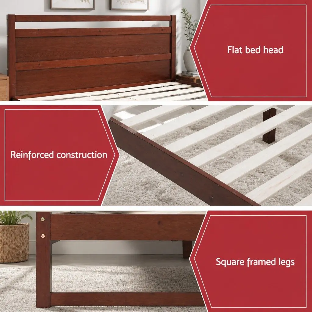 Walnut Queen Bed Frame with Solid Build