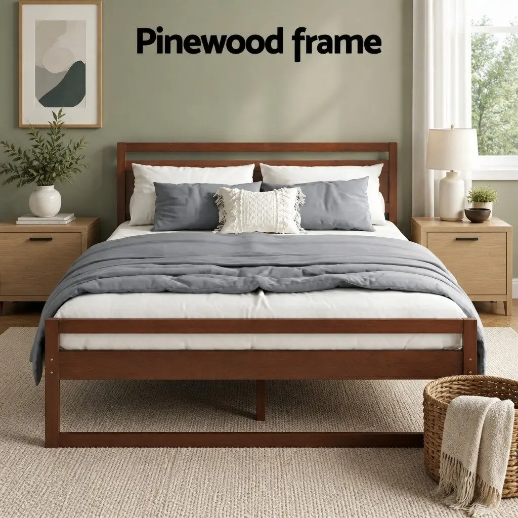 Walnut Queen Bed Frame with Solid Build
