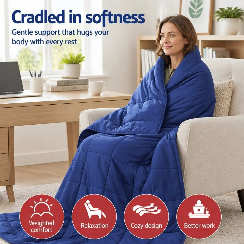 Weighted Blanket Navy Blue 11KG Microfibre Cover High-Density Glass Beads Deep Touch Pressure Stimulation