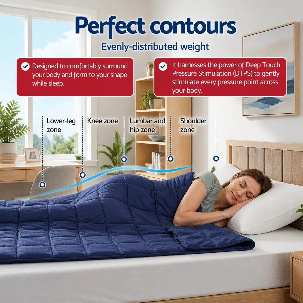 Weighted Blanket Navy Blue 11KG Microfibre Cover High-Density Glass Beads Deep Touch Pressure Stimulation