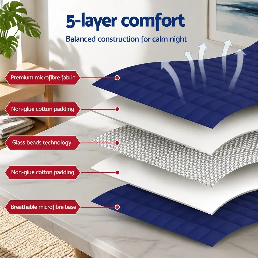 Weighted Blanket Navy Blue 11KG Microfibre Cover High-Density Glass Beads Deep Touch Pressure Stimulation