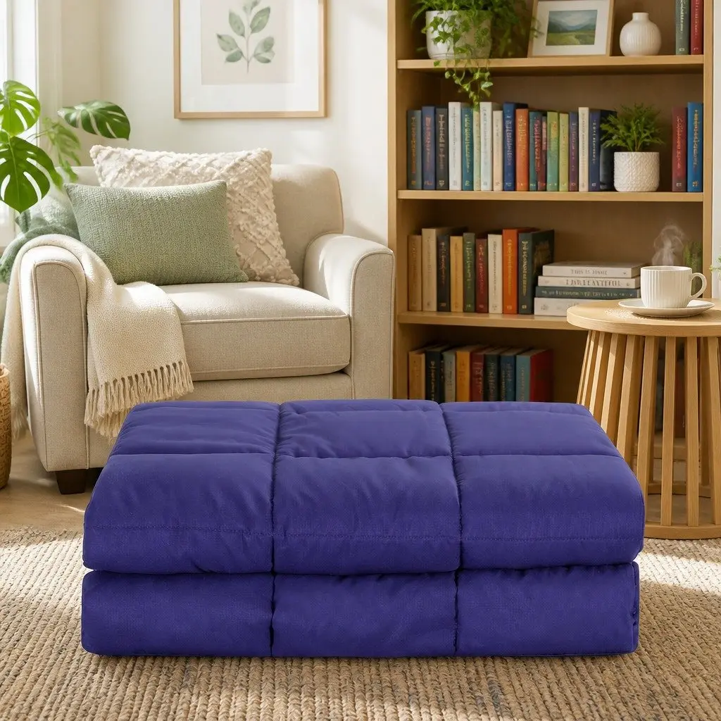 Weighted Blanket Navy Blue 6.8kg Microfibre Cover High-Density Glass Beads Deep Touch Pressure Stimulation