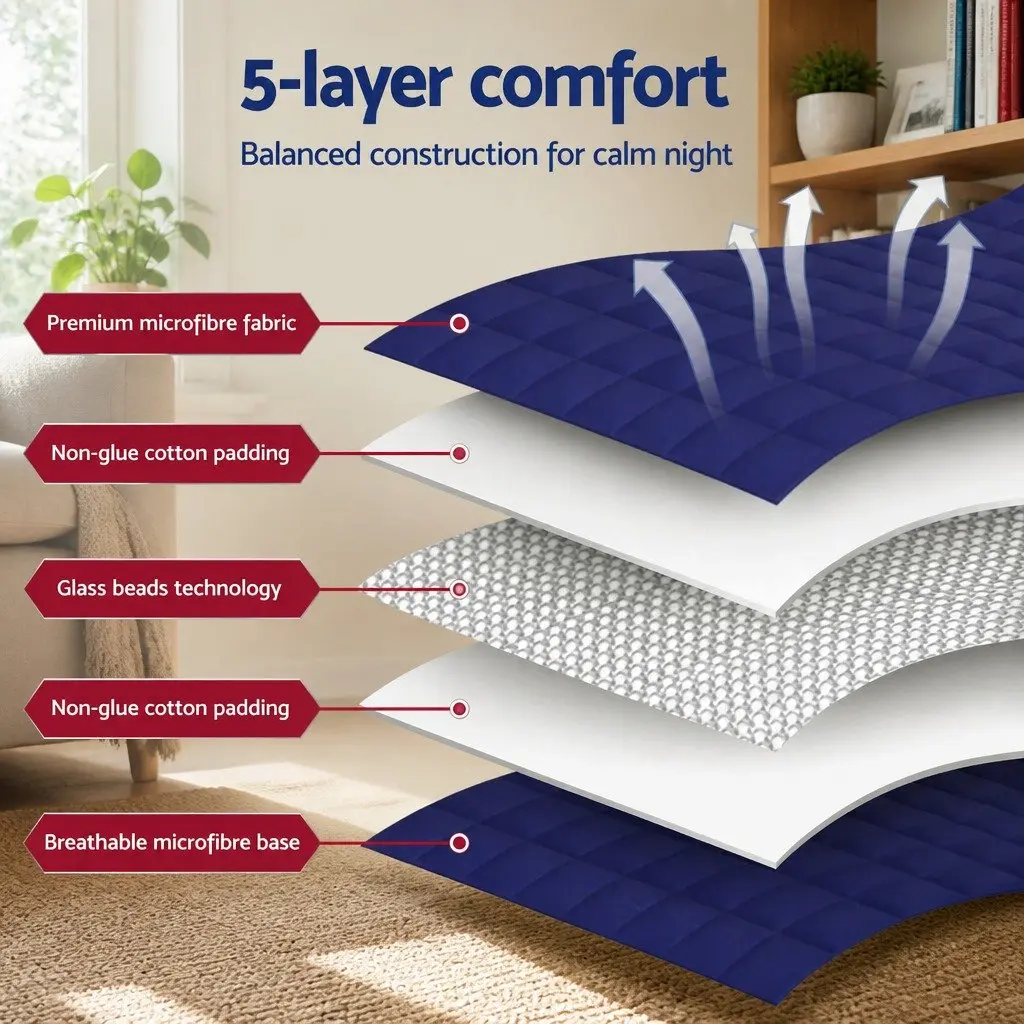 Weighted Blanket Navy Blue 6.8kg Microfibre Cover High-Density Glass Beads Deep Touch Pressure Stimulation