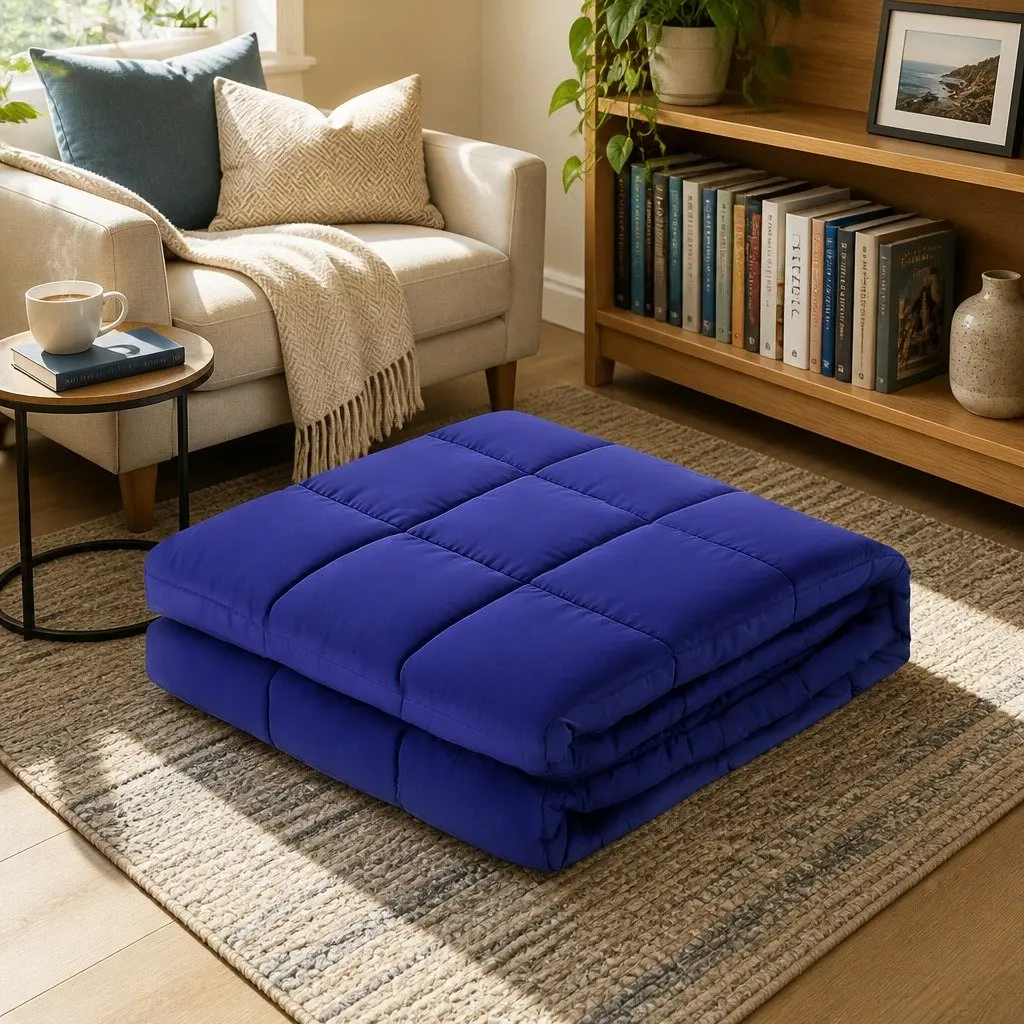 Weighted Blanket Navy Blue 6.8kg Microfibre Cover High-Density Glass Beads Deep Touch Pressure Stimulation
